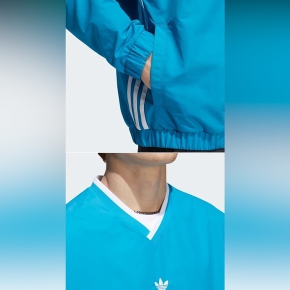 Adidas Wind Pullover Jacket Gender Neutral Teal Blue V Neck EUC - Picture 5 of 14